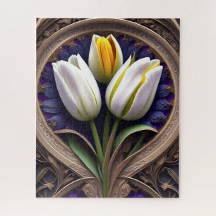 Graceful Curves: White Tulip in Art Nouveau Design