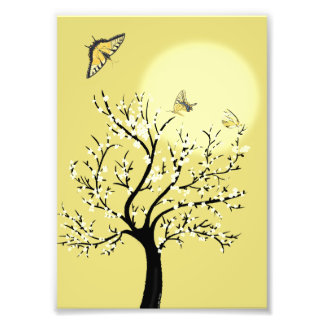 Graceful dreamy sunlit tree with butterflies  fotodruck