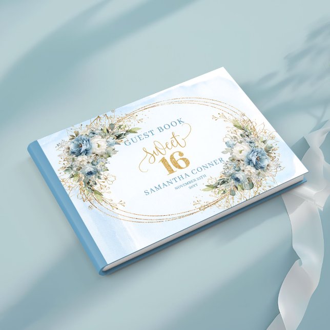 Graceful Dusty Blue Greenery Sweet Sixteen Guest   Gästebuch (Graceful Dusty Blue Greenery Sweet Sixteen Guest Book Design

)