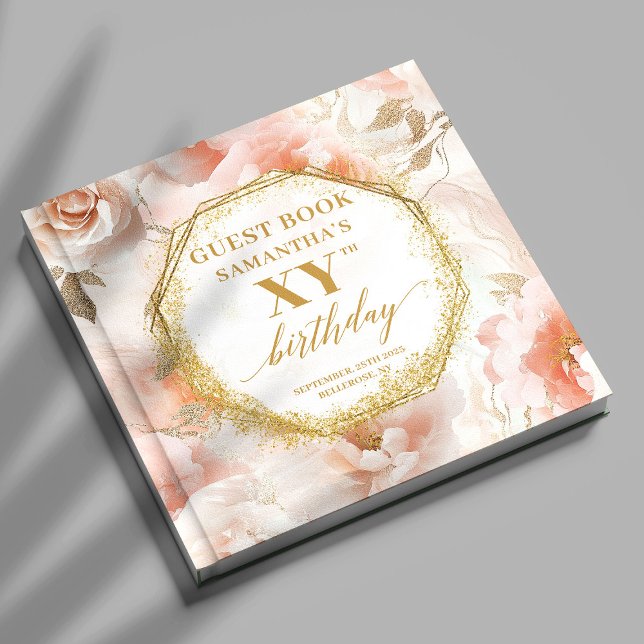 Graceful Dusty Pink Ivory Gold Birthday Gästebuch (Graceful Dusty Pink Ivory Gold Birthday Guest Book

)