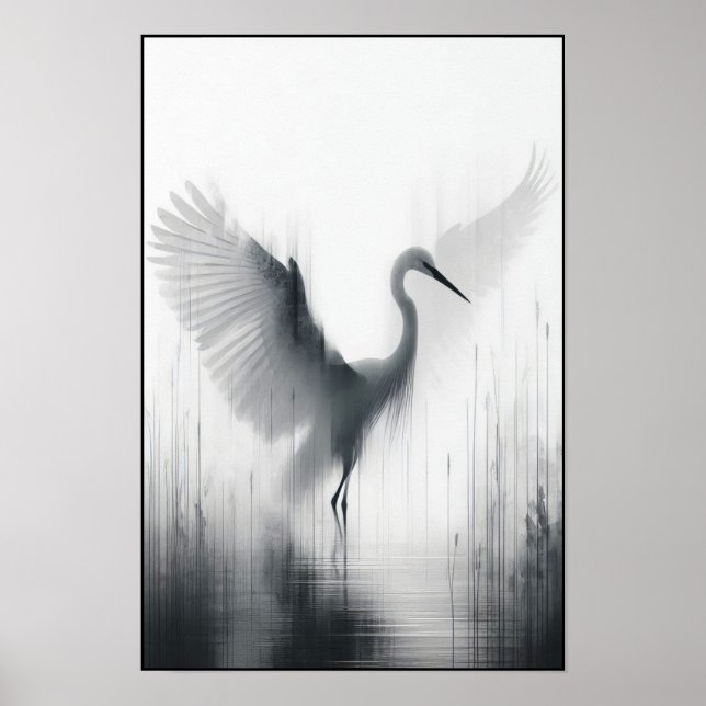 Graceful egret in Soft Marsh Poster (Vorne)