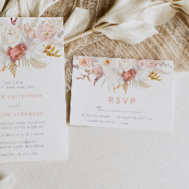 Graceful Elegance: Flawless Blush Floral Wedding RSVP Karte