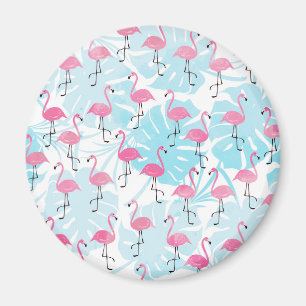 Graceful Flamingos und Monstera Blätter Magnet