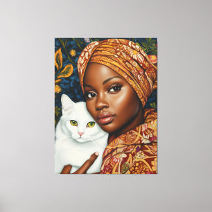 Graceful Frauen mit Katze Leinwanddruck