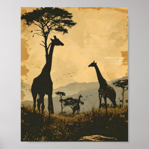 Graceful Giants: Vintage Giraffen Poster