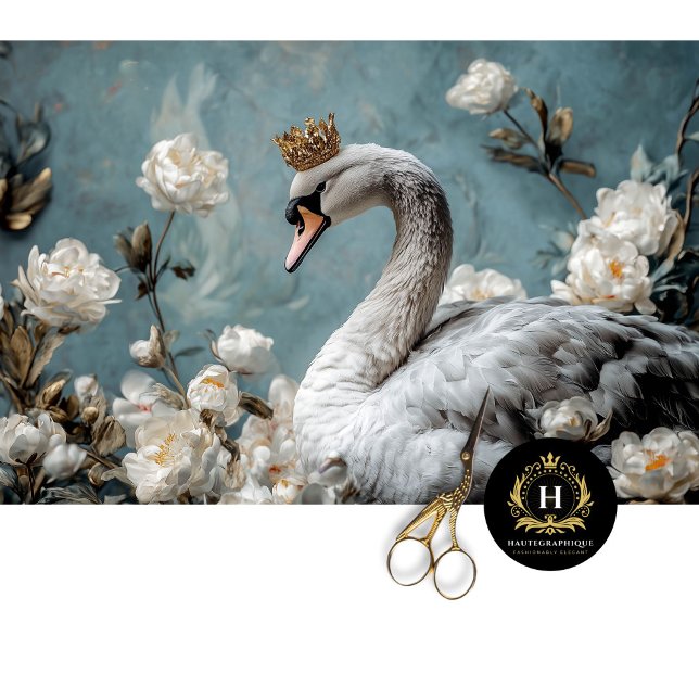 Graceful Grau Swan Gold Crown Floral Decoupage Seidenpapier (Von Creator hochgeladen)