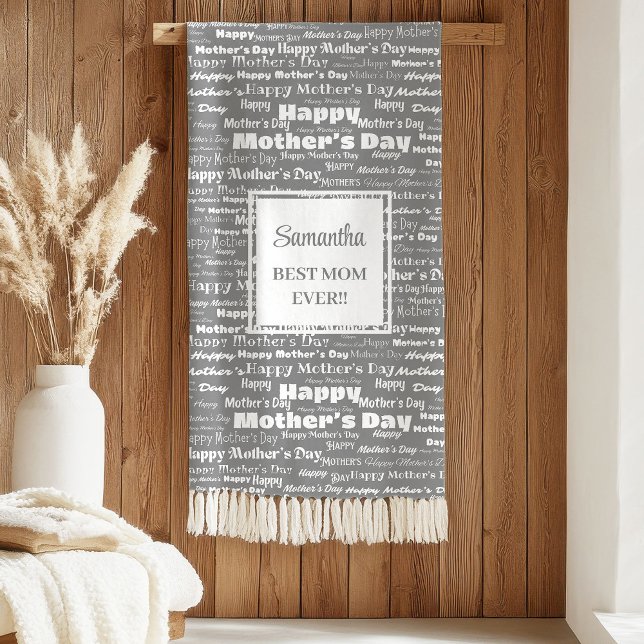 Graceful Grey Script Mother’s Day Personalized  Sherpadecke (Graceful Grey Script Mother’s Day Personalized Sherpa Blanket )