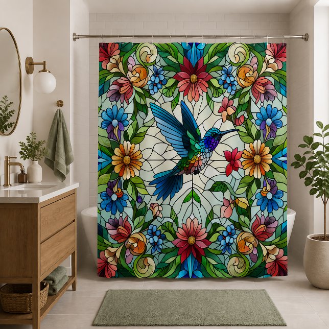 Graceful Hummingbird mit festem Glaseffekt Duschvorhang (Von Creator hochgeladen)