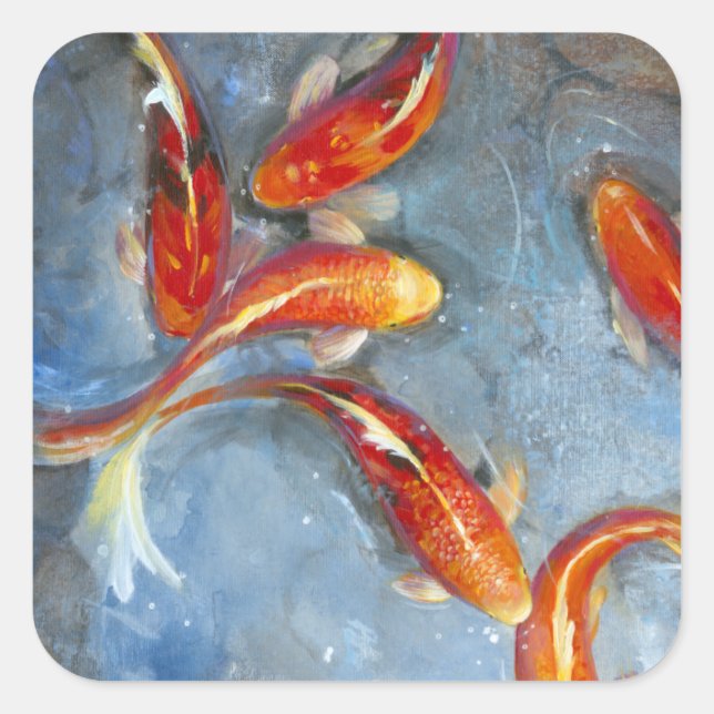 Graceful Koi II Quadratischer Aufkleber (Vorderseite)