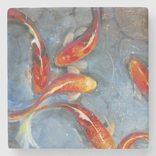 Graceful Koi II Steinuntersetzer (Vorderseite)