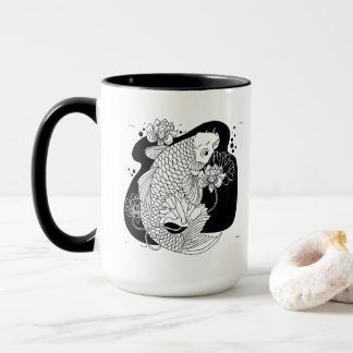 Graceful Koi & Lotus Mug – Zen Minimalist Art Tasse