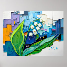 Graceful Lily of the Valley in Modern Abstrakt Sty Poster