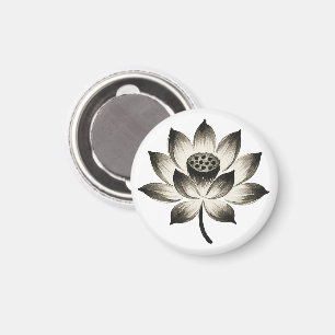 Graceful Lotus - Tinte Pinselstriche - Blume auf M Magnet