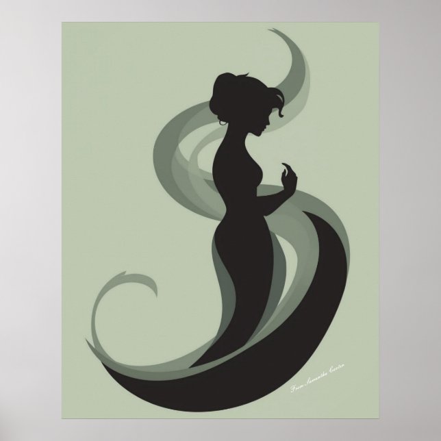 Graceful Minimalistisch Woman Silhouette - Modern  Poster (Vorne)