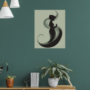 Graceful Minimalistisch Woman Silhouette - Modern Poster