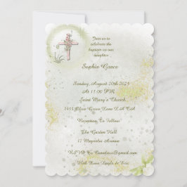 Graceful mit Soft Green Taufen Einladung