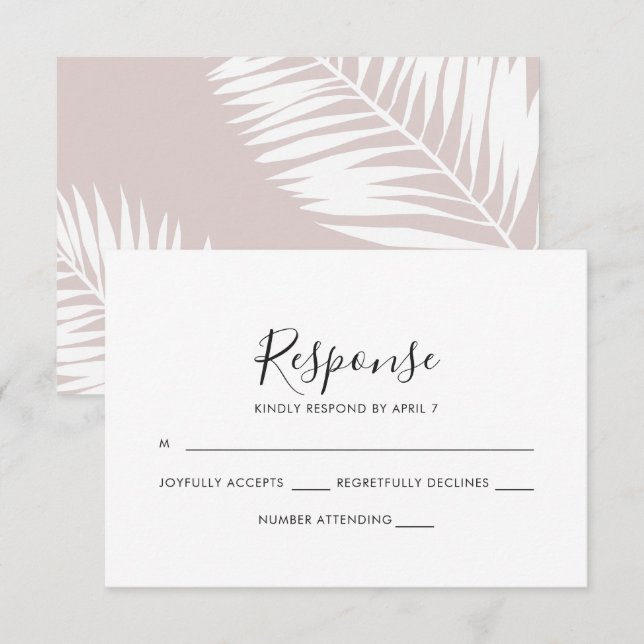 Graceful Palms Pink Wedding Rsvp Card (Vorne/Hinten)