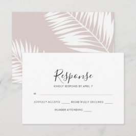 Graceful Palms Pink Wedding Rsvp Card