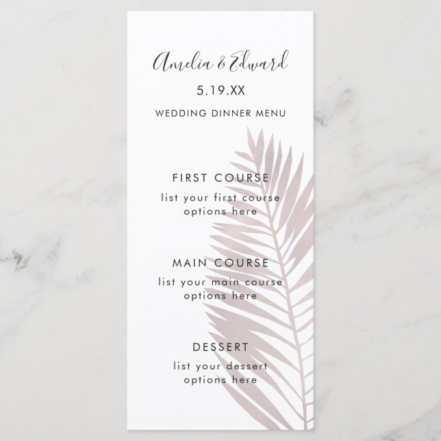 Graceful Palms Wedding Menu Card Menükarte (Vorderseite)