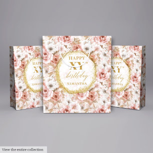 Graceful Pastell Pink Rustikale Gold Geburtstagsge Mittlere Geschenktüte