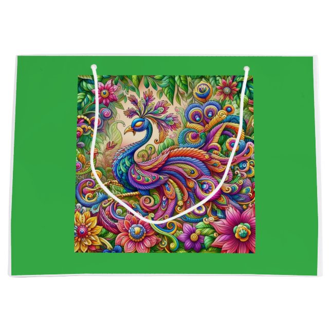 "Graceful Peacock-getarnte Geschenktasche Große Geschenktüte (Vorderseite)