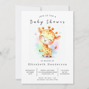 Graceful Printable Giraffe Baby Dusche Einladung