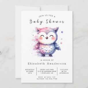 Graceful Printable Owl Baby Dusche Einladung