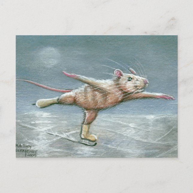 Graceful Rat Skaten Postcard Postkarte (Vorderseite)