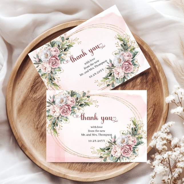 Graceful Rose Gold Floral Greenery Wedding Thank U Dankeskarte (Graceful Rose Gold Floral Greenery Wedding Thank You Card

)
