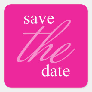 Graceful Save the Date Label (Magenta Pink) Quadratischer Aufkleber