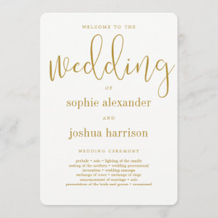 Graceful Script Wedding Zeremony Programm Gold