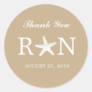 Graceful Starfish Hochzeit Runder Aufkleber