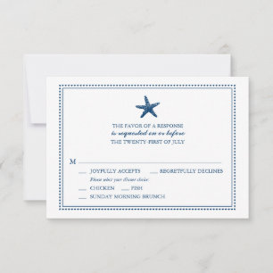 Graceful Starfish Hochzeitsrabatt mit Menüauswah RSVP Karte