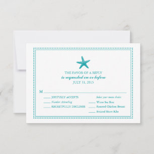 Graceful Starfish HochzeitsrSVP RSVP Karte
