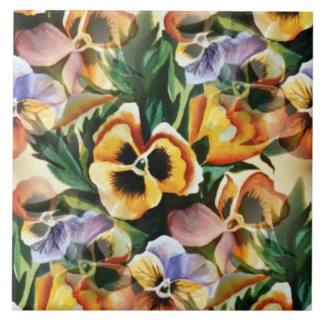 Graceful Stylish Gorgeous Vintag Pattern Stiefmütt Fliese (Vorderseite)