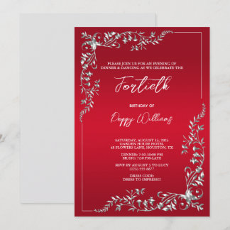 Graceful Stylish Silver Decoration Geburtstagspart Einladung