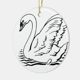 Graceful Swan Keramik Ornament