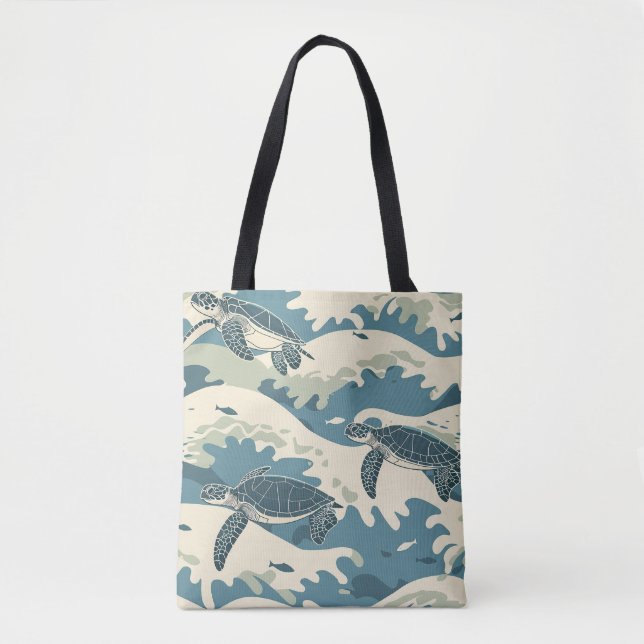 Graceful Turtles between Ocean Waves Tasche (Vorderseite)