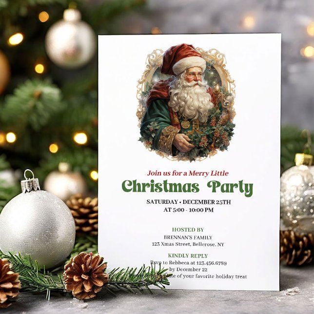 Graceful Victorian Santa Christmas party invite Einladung (Graceful Victorian Christmas angel party invite

)