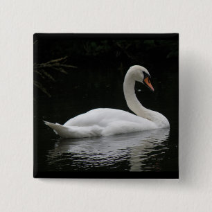 Graceful White Swan Button