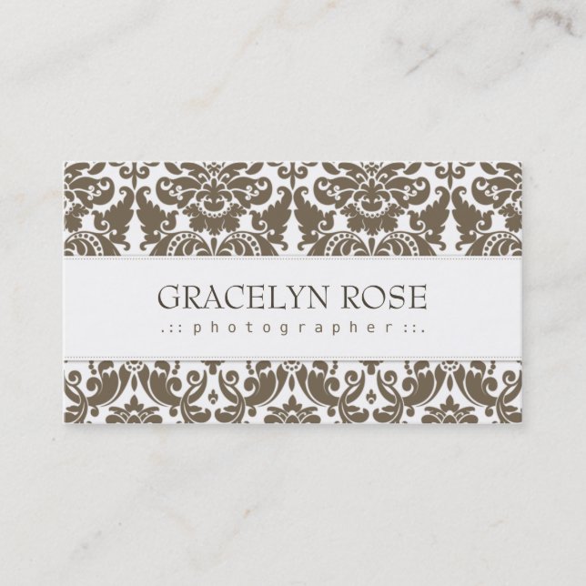 Gracelyn Brown Damast-Chic-Visitenkarte Visitenkarte (Vorderseite)