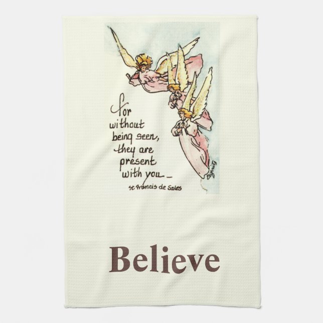 Gracful Angeles Bringen Comfort Sprichwort Aquarel Geschirrtuch (Vertikal)