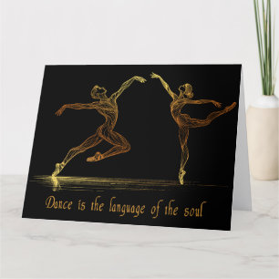 Gracful Ballet Dancers in eleganter Golden Line Ar Dankeskarte