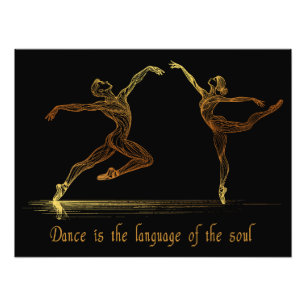 Gracful Ballet Dancers in eleganter Golden Line Ar Fotodruck