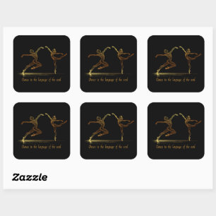 Gracful Ballet Dancers in eleganter Golden Line Ar Quadratischer Aufkleber