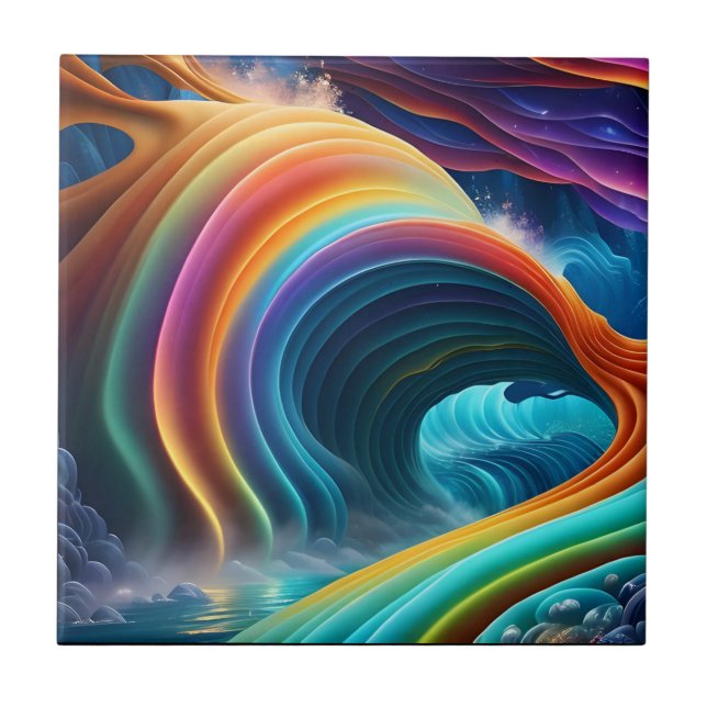 Gracful Bright Rainbow Wasserfall Fliese (Vorderseite)