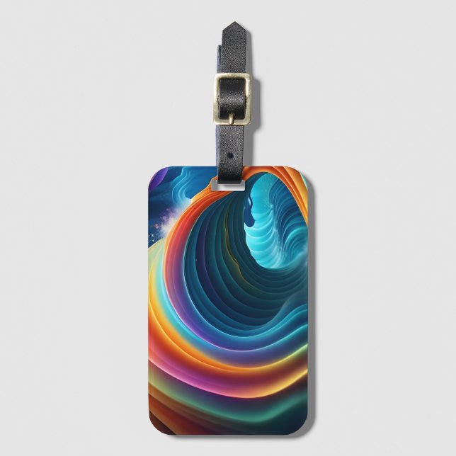 Gracful Bright Rainbow Wasserfall Gepäckanhänger (Vorderseite Vertikal)