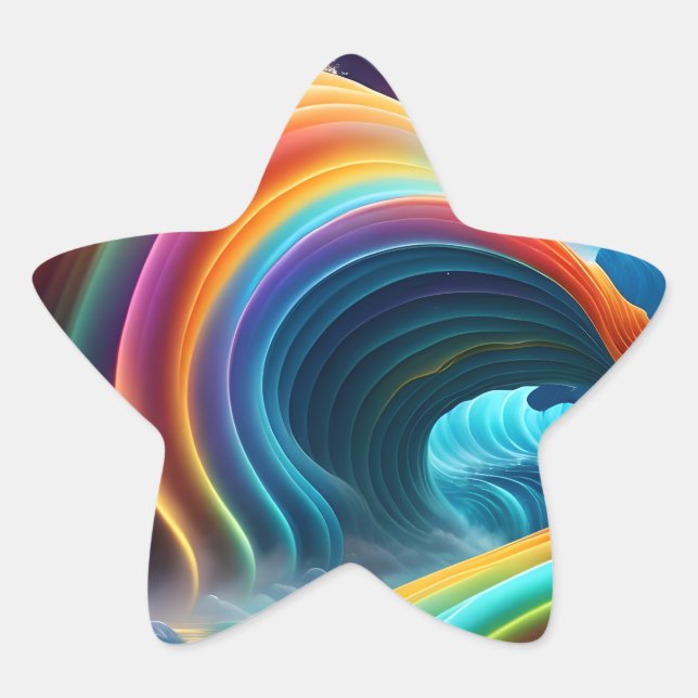 Gracful Bright Rainbow Wasserfall Stern-Aufkleber (Vorderseite)