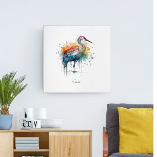 Gracful Crane: Wasserfarben Kunst, Brauch Poster