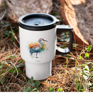 Gracful Crane: Wasserfarben Kunst, Brauch Reisebecher